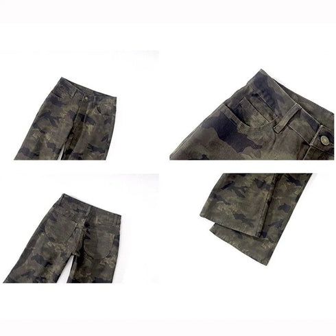 Chic Camouflage Wide Leg Jeans for Women