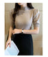 Women's Puff Sleeve Knitted Blouse with Half Turtleneck