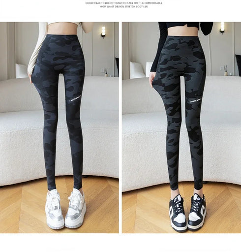 High Waist Camo Leggings with Pockets