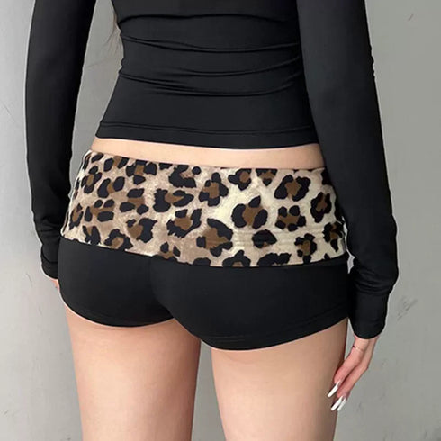 Leopard Print Low Waist Slim Booty Shorts for Women