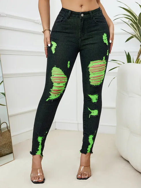High Stretch Ripped Skinny Jeans for Women