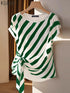 Korean Striped Short Sleeve Blouse for Women