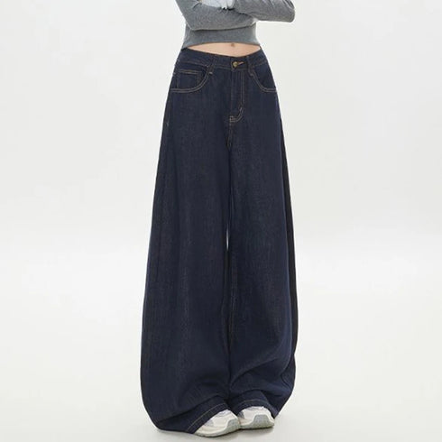 Girls High Waist Loose Fit Wide Leg Jeans