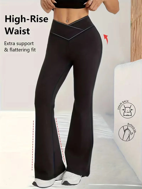 Women's High-Waisted Crossover Flare Yoga Pants