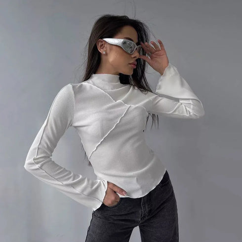 Long Sleeve Flared Sleeve Top with Round Neck