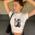 Y2K Style Korn Crop Top for Women - Short Sleeve T-Shirt