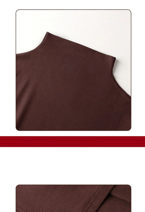 Women's Turtleneck Long Sleeve Ribbed Top