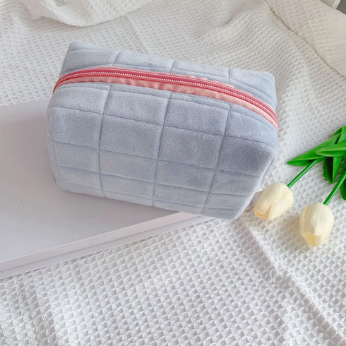 Plush Zipper Cosmetic Bag in Multiple Colours