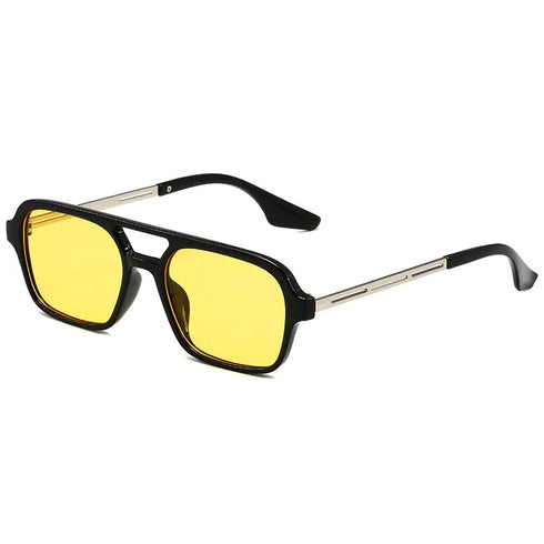 Retro Double Bridge Pilot Sunglasses with Pink Gradient