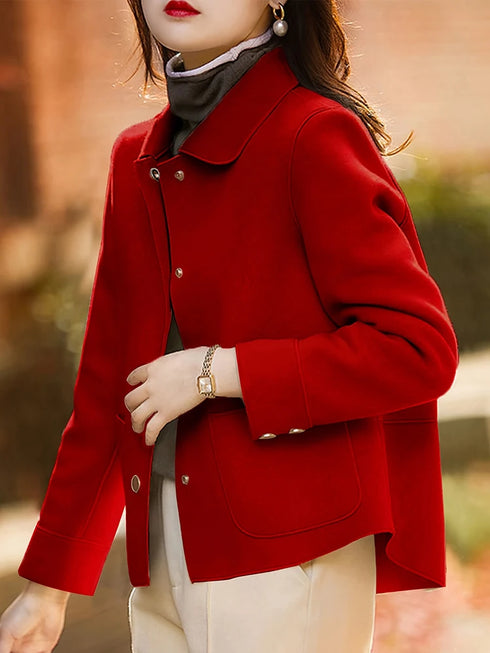 Classic Solid Woolen Coat for Women