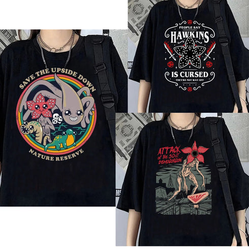 Hawkins Demogorgon Graphic T-shirt in Black