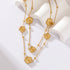 GANEMLY Gold Five-Leaf Clover Pendant Necklace