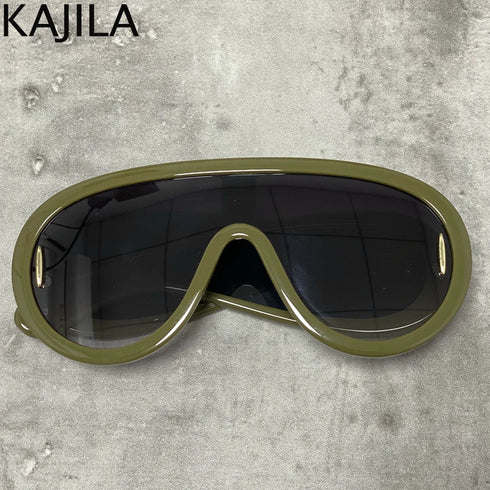 Oversized Wave Mask One-Piece Sunglasses for Women
