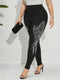 Plus Size High-Stretch Leggings with Rhinestone Wings