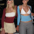 Backless Short Sleeve Blue Y2K Crop Top