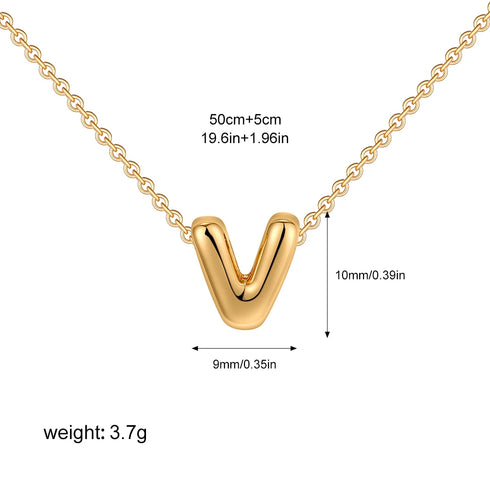 3D Bubble Initial A-Z Mini Necklace - Gold Plated