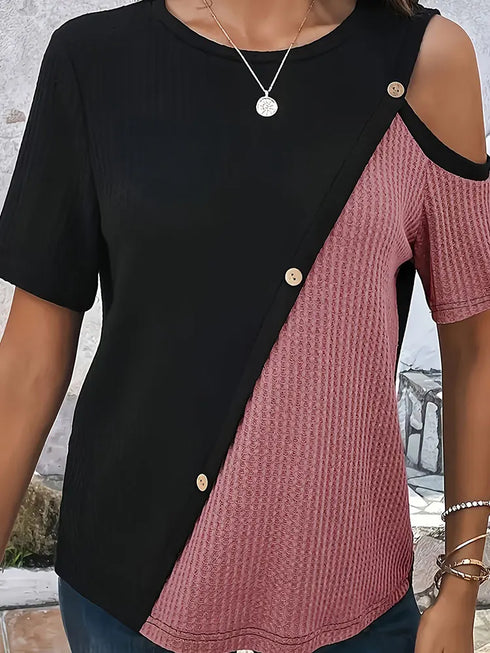 Women's Large Knitted Casual T-shirt Comfortable Loose Fit round Neck Short Sleeve Tees for plus Size Ladies