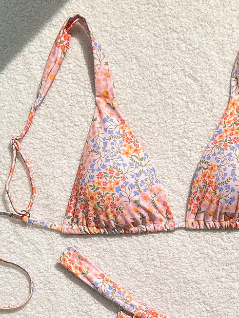 Floral Print Adjustable Bikini Set