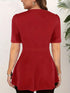 Plus Size V-Neck Front Knotted Blouse