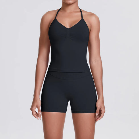 Yoga Shorts Set with Built-In Bra for Women