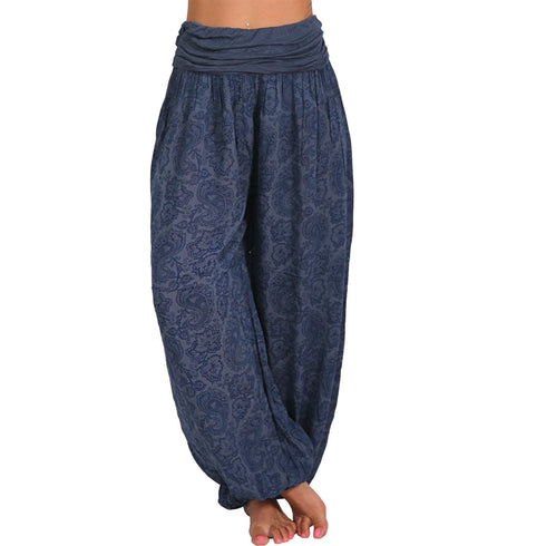 Plus Size Printed Wide Leg Harem Pants