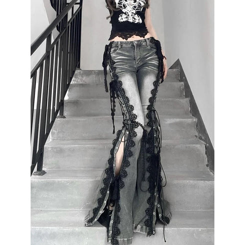 Women’s Flared Lace Detail Denim Jeans