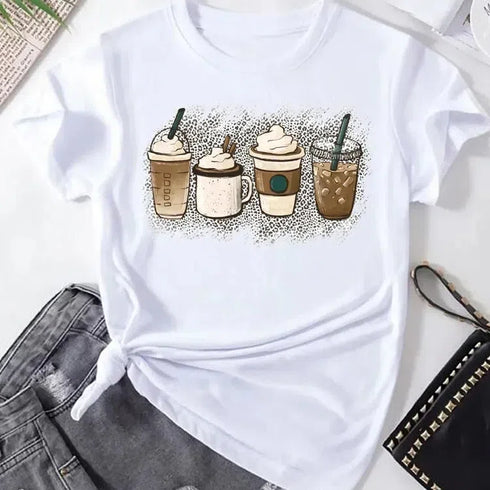 Aesthetic Women's Ice Cream Graphic Tee - Trendy Short Sleeve T-Shirt for Stylish Casual Looks