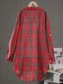 Plus Size Korean Style Plaid Long Sleeve Blouse