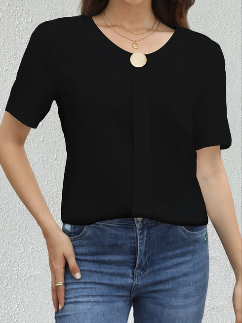 Temperament Loose Woman Shirt Fashion Casual Blouse Elegant short Sleeve Woman Shirt Holiday Weekend Top
