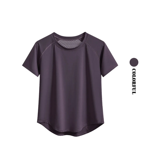 DRUR Women Sports T-shirt Short Sleeve Quick Dry Loose Compression Shirt Female Summer Fitness Sweatshirt Running Gym Tops New