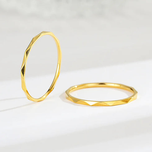 1mm Thin Stackable V Faceted Stainless Steel Midi Ring