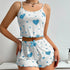 Heart Women Pajamas Set Shorts Sleepwear Love Print Top