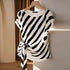 Korean Striped Short Sleeve Blouse for Women