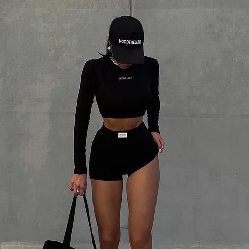 Spring/Summer Round Neck Two Piece Women's Sports Set