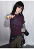 Tonngirl Y2K Vintage Long Sleeve Patchwork T-shirt