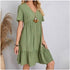 Women’s Summer Peplum V-Neck Ruffle Dress