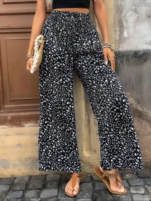 Floral Print Wide Leg Pants in Plus Sizes 1XL-5XL