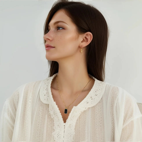 Classic Square Pendant Necklace in Gold