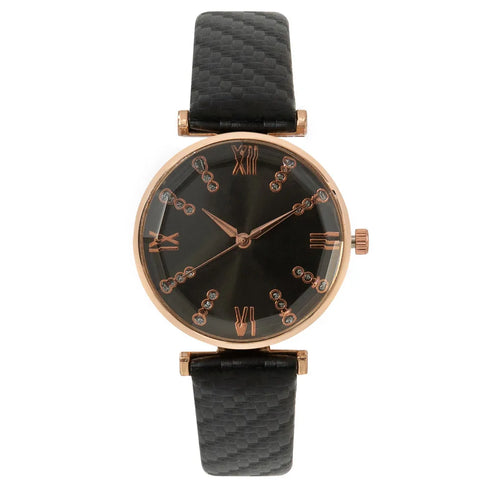 Luxury Ladies Diamond Roman Design Quartz Watch - Green Strap