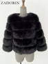 Elegant Faux Fur Coat in Black and White for Women