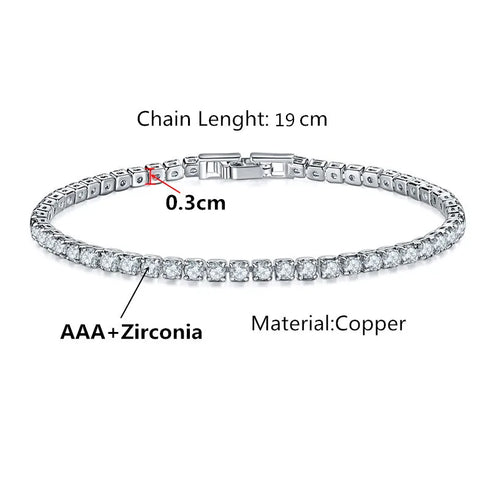 Iced Out CZ Tennis Chain Bracelet for Men and Women