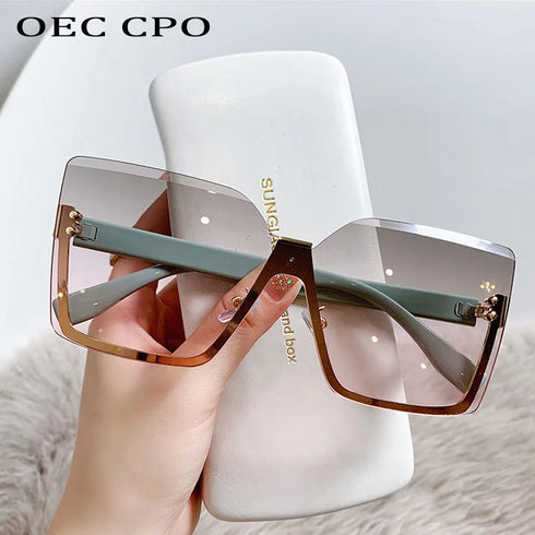 OEC CPO Oversized Rimless Sunglasses UV400 Gradient