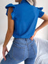 Women's Ruffle Short Sleeve Chiffon Blouse