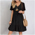Women’s Summer Peplum V-Neck Ruffle Dress