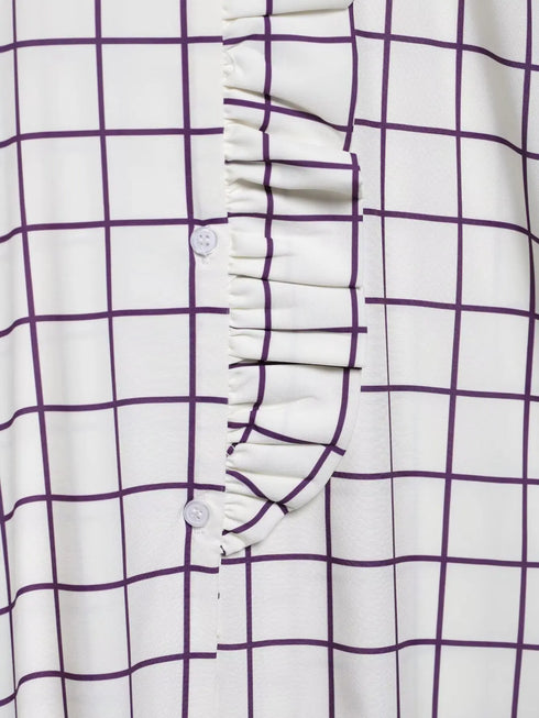 Elegant Ruffled Purple Casual Blouse for Women