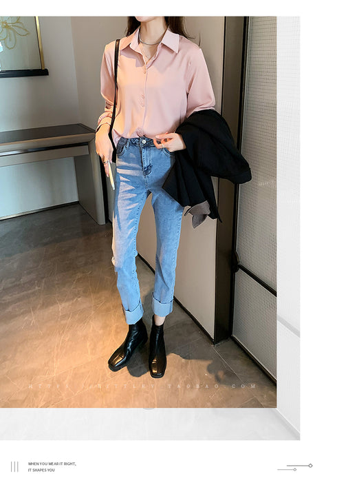 Women Shirts Spring Autumn Casual Chiffon Shirt Office Lady Fashion Female Long Sleeve Loose Solid Blouse Tops S-4XL