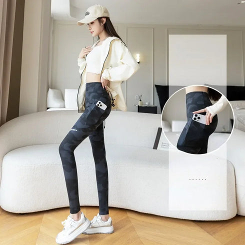 High Waist Camo Leggings with Pockets