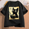 Cat Ramen Pattern Cute Kitten Eating Noodles Women's Print Summer T-shirt Fashion Retro puls si Outfit aesthetic clothes Y2K top