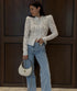 White Lace Hollow Out Blouse for Women