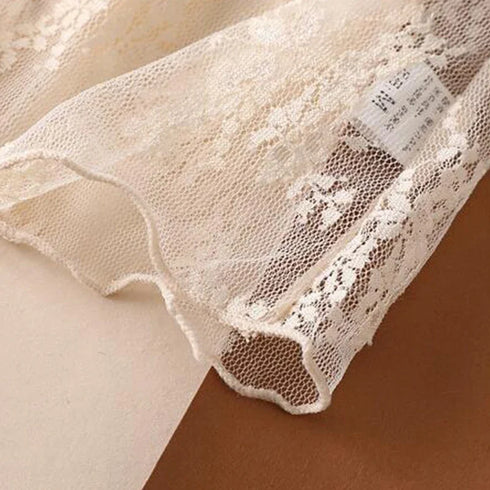 Floral Lace Turtleneck Blouse for Women
